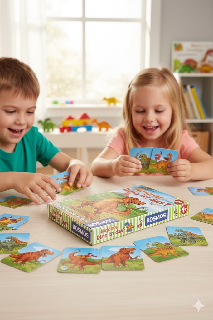 Welcher Dino ist das? | Dinostarkes Memospiel für 2 - 4 Spieler ab 4 Jahren