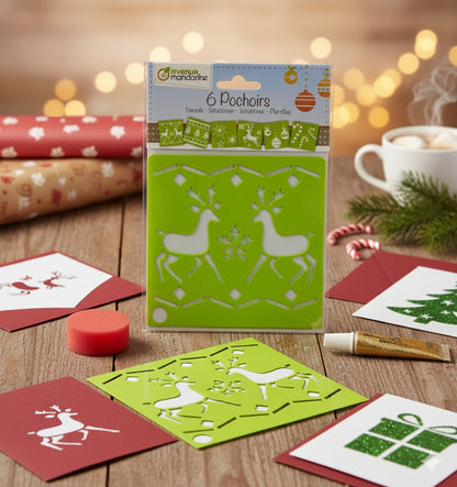 Avenue Mandarine Set mit 6 Schablonen Weihnachten