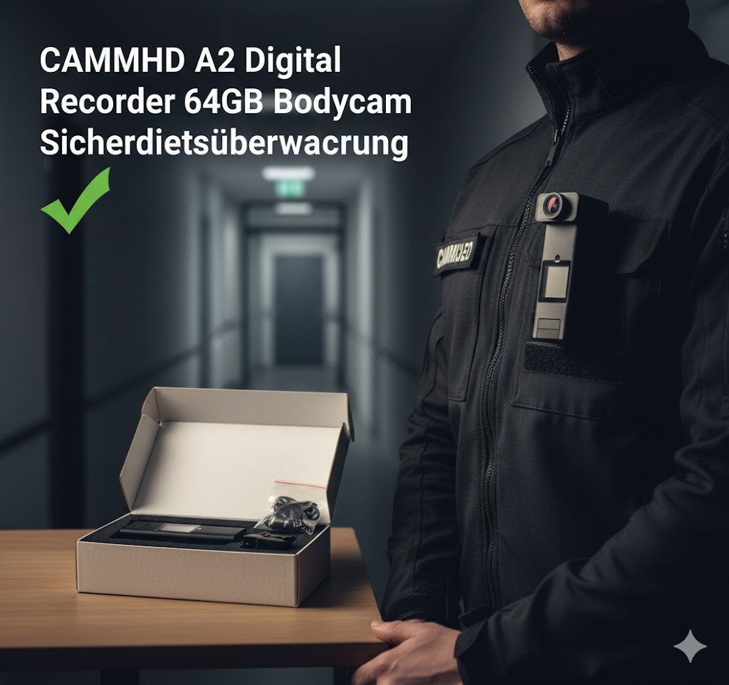 CAMMHD A2 Digital Recorder 64GB 1080P Bodycam Sicherheitsüberwachung ✅
