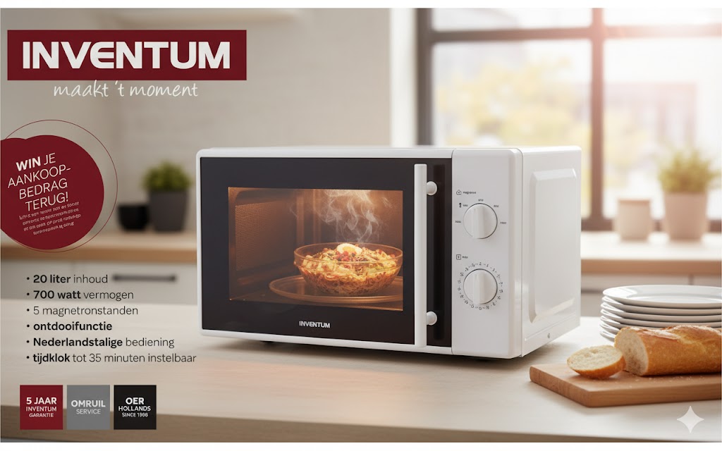 Inventum MN205S Mikrowellen-Arbeitsplatte, 20 l, 700 W, Weiß