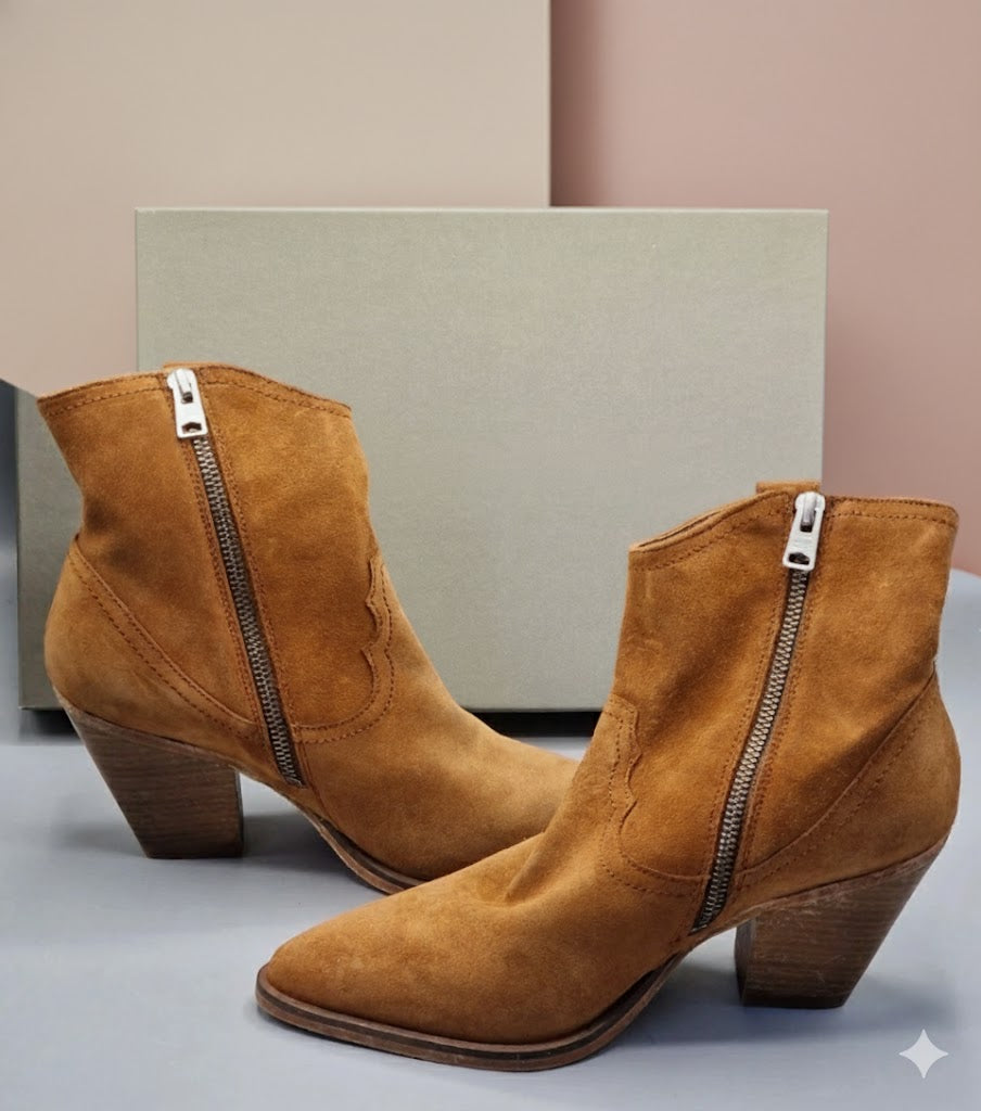 Allsaints Rolene Ankle Boots Damen Wildleder Suede Beige Größe 39