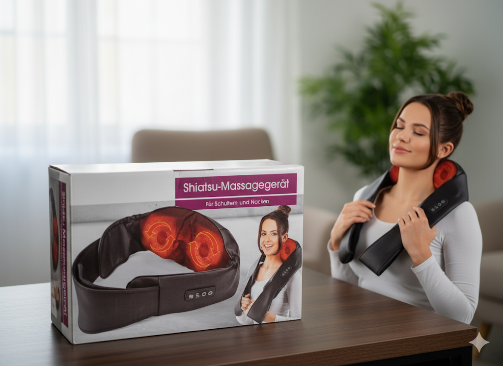 Vitalmaxx 3in1 Shiatsu-Massagegerät für Schultern und Nacken
