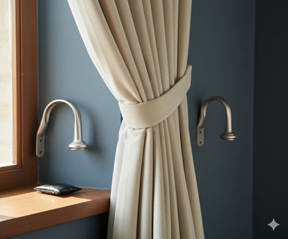 Amazon Basics Raffhalter 2er-Pack Nickel | Gardinenhalter & Vorhanghalter