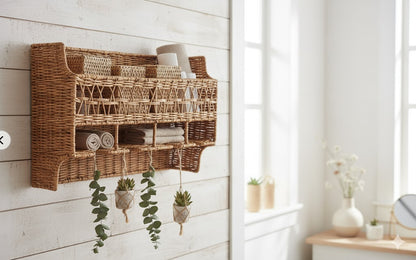 Wandregal Vintage Rattan Weinregal Küche Weltbild Braided