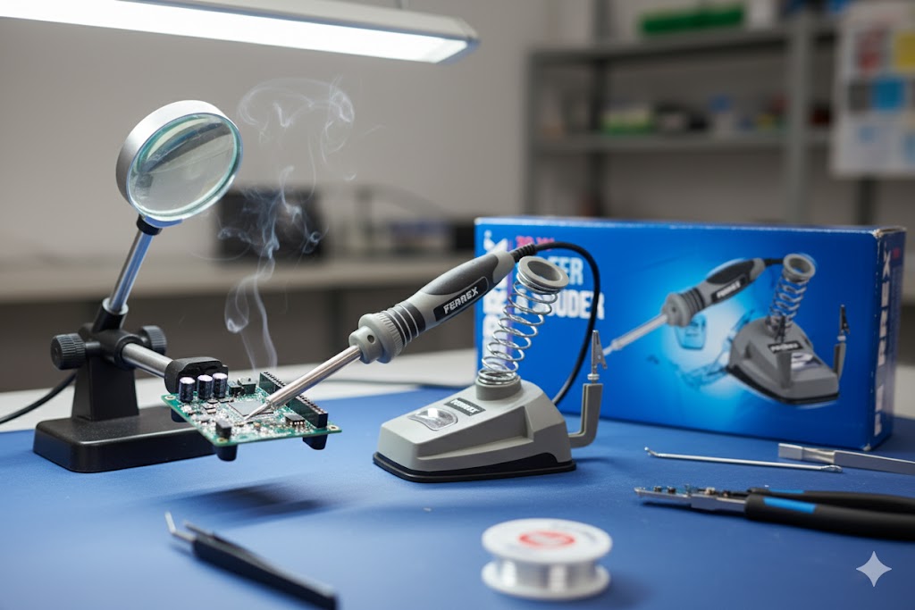 Ferrex Lötkolben Set Lötkolbenset 30 W Löten Station inkl Lötdraht 2 Spitzen NEU