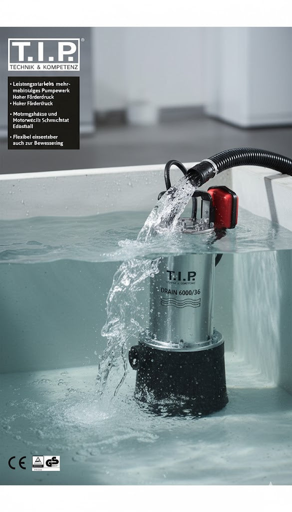 T.I.P Hochdruck-Tauchpumpe Drain 6000/36 Gartenpumpe Wasserpumpe
