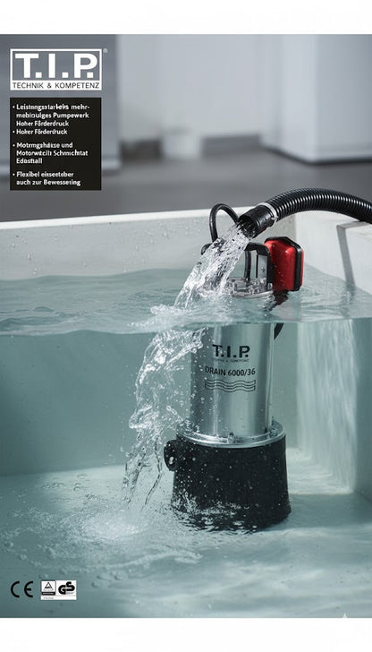 T.I.P Hochdruck-Tauchpumpe Drain 6000/36 Gartenpumpe Wasserpumpe