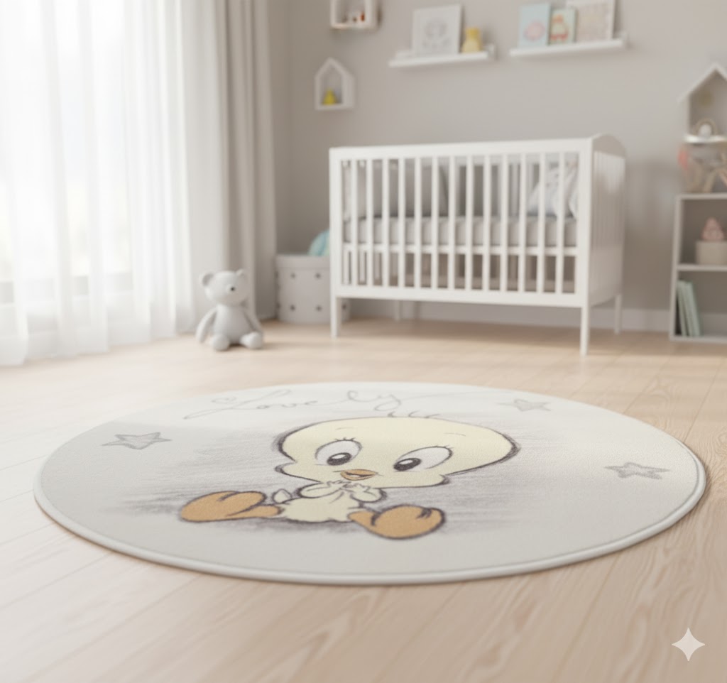 Teppich von Disney Rund 90cm Durchmesser Winnie Puuh Looney tunes Tweety Motive