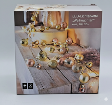 LED-Lichterkette "Weichnachten" Rosé, 20 LED´s, Dekoration