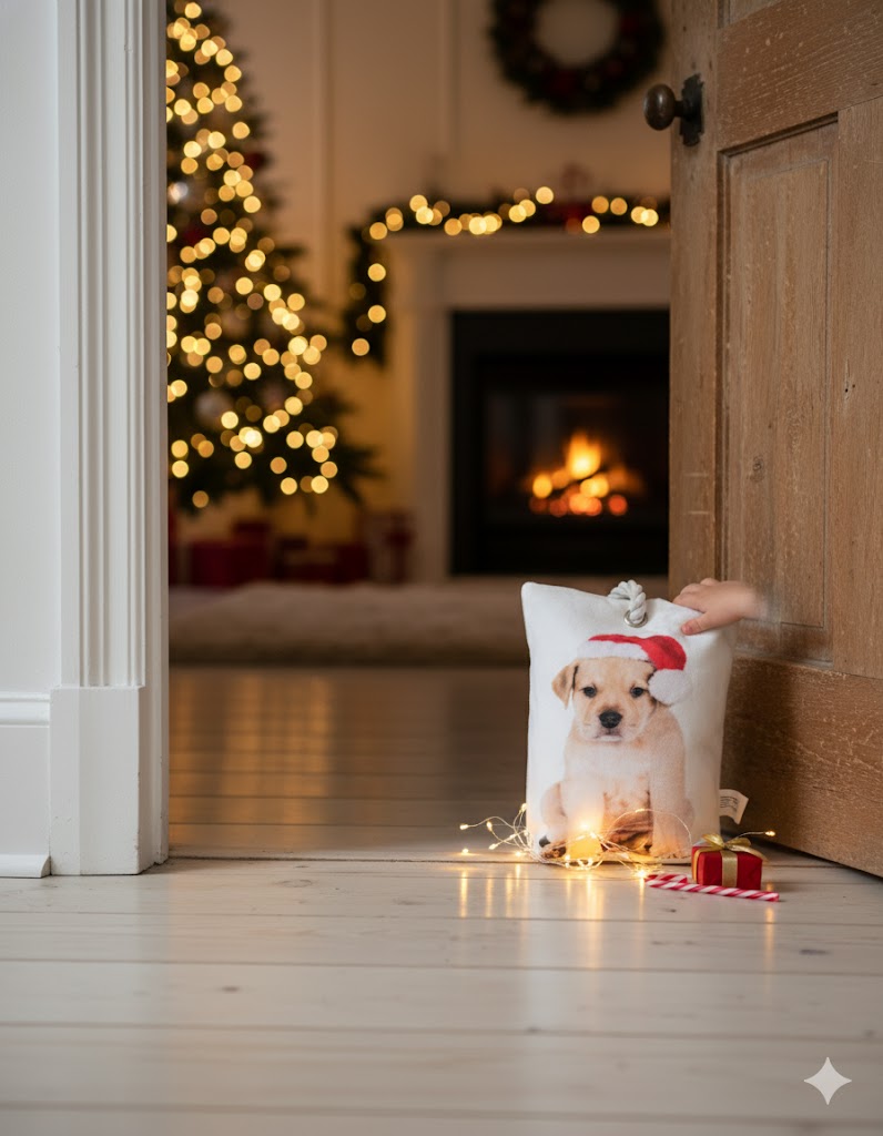 Grundig Xmas Türstopper, 20x14 cm, Hund mit LED