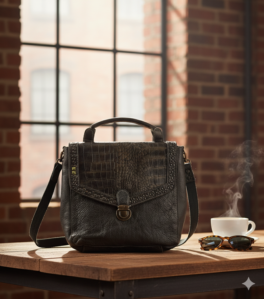 Desiderius Mons Aggi dark olive Handtasche, UVP: 139,95, Damentasche Luxus, Lede