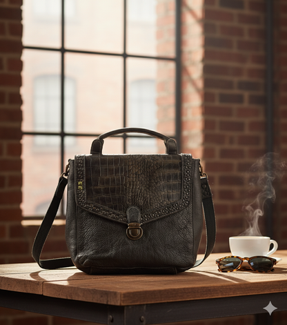 Desiderius Mons Aggi dark olive Handtasche, UVP: 139,95, Damentasche Luxus, Lede