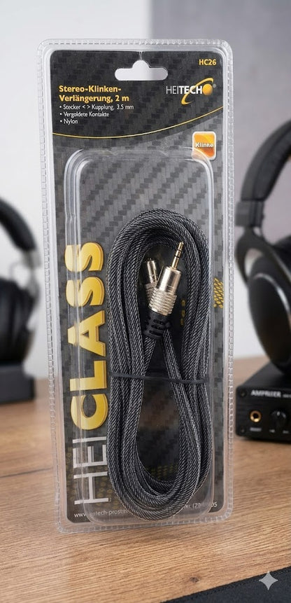 Stereo Klinkenverlängerung 3,5mm 2m Schwarz Audio Kabel Verlängerung