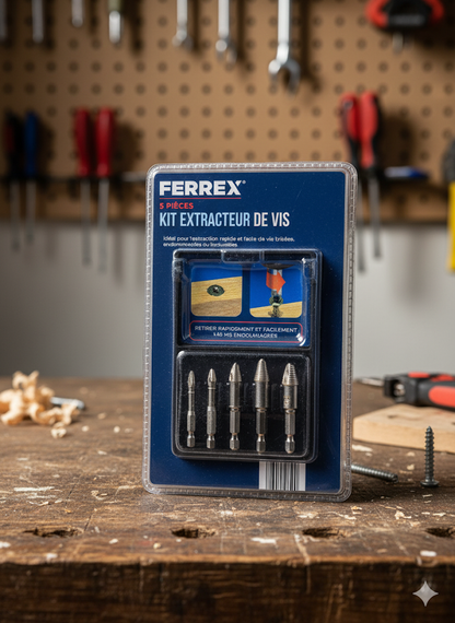 Ferrex Bit-Set Schrauben-Entferner-Set Extraktor Set 5 teilig im Koffer