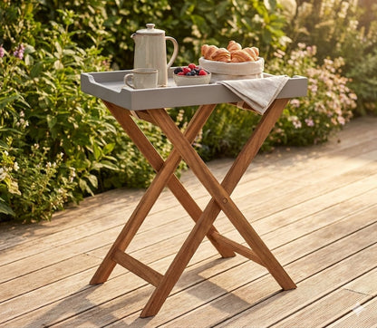 Tchibo Tablettisch Grau-Washed Akazie Gestell MDF Tablett Klapptisch