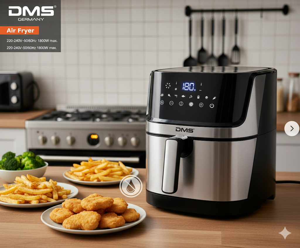 DMS Air Fryer HF-6E, Heißluftfritteuse, Hochwertig, 6 Liter