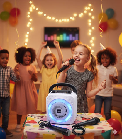 RockJam 10-Watt Rechargeable Bluetooth Karaoke Maschine mit zwei Mikrofonen