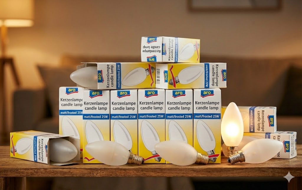 Aro Kerzenlampe E14 25W Matt Kaltweiß 230V 10er Pack Lampe Glühlampe