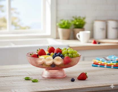Navaris Frucht Schüssel aus Glas - rote Glasschüssel für Früchte Salat Deko - Sa