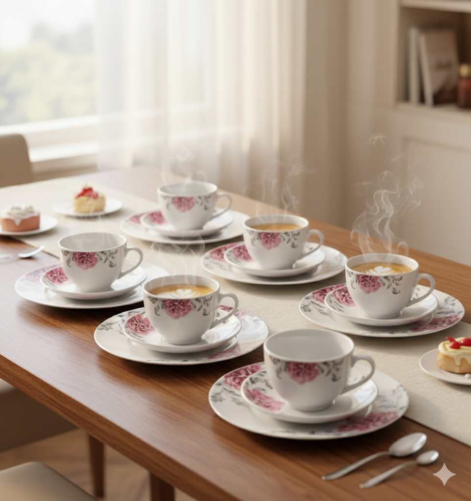 Arte Viva Design Teller & Kaffeeservice 18-teilig COMO Set 6 Personen Nostalgie