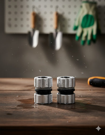 Amazon Basics Schlauchverbinder Silber ➤ Massives Metall | Robust & Langlebig