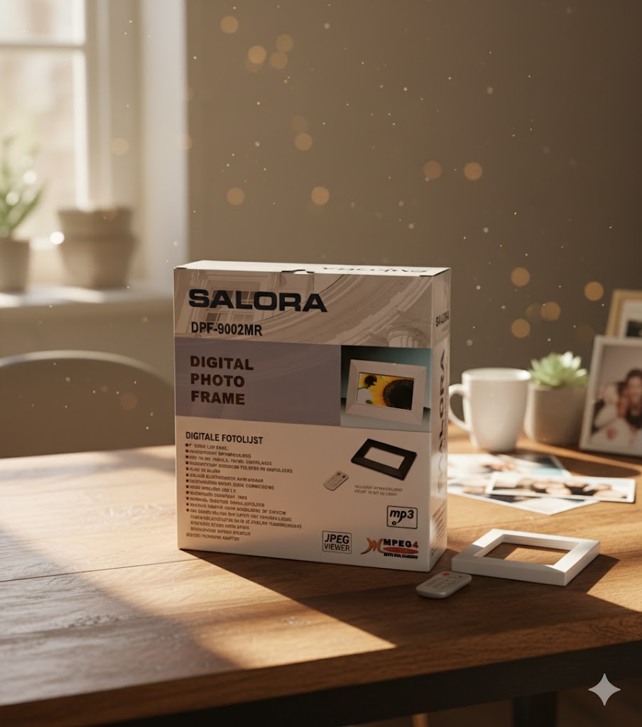 Salora DPF-9002MR Digitaler Bilderrahmen Weiß | Fernbedienung & Diashow | Foto