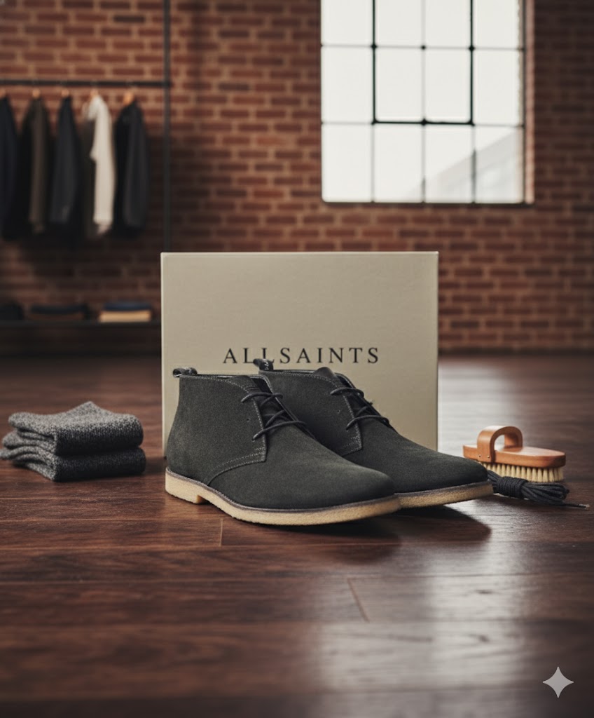 Allsaints Luke Chukka Herren Boots Suede Schwarz Gr. 43 Stiefel Schuhe