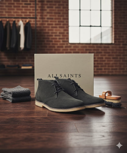 Allsaints Luke Chukka Herren Boots Suede Schwarz Gr. 43 Stiefel Schuhe