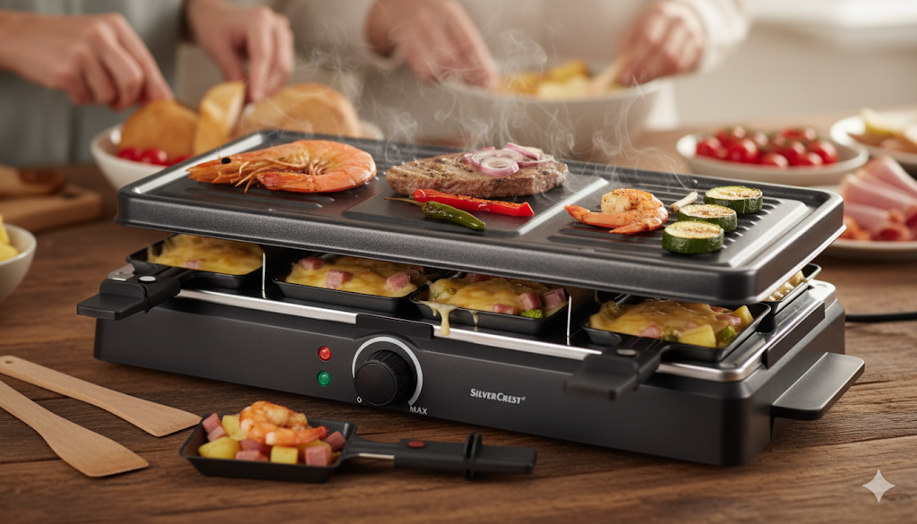Raclette Grill Tischgrill für 8 Personen Antihaft beschichtet 1300 Watt Neu OVP