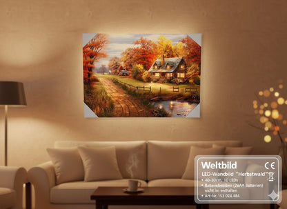 Weltbild LED Wandbild Herbstwald 40x30cm 10 LEDs, Deko, Hingucker