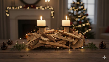 Kerzenhalter Holz Naturel 32cm Modern Deko Kerzenständer Wohnzimmer