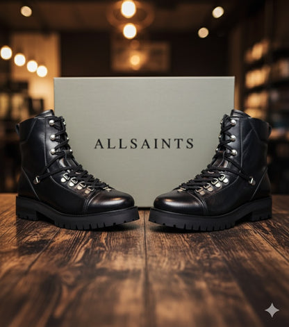 Allsaints Franka Damen Boots Leder Schwarz Gr. 37 Stiefeletten Schuhe