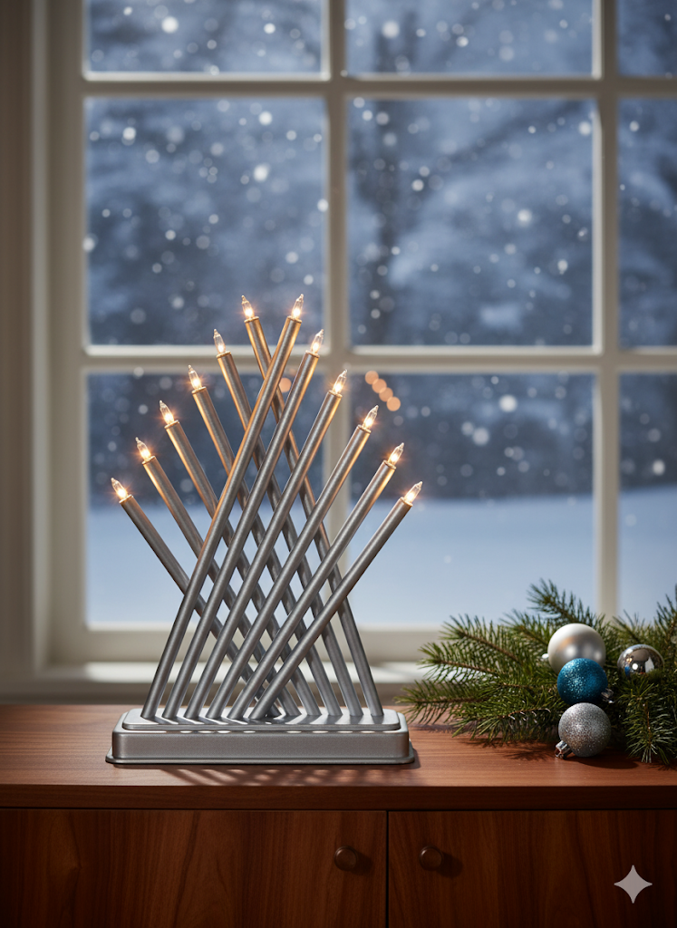Kabelgebundener, Kronleuchter, 12 LED, Dekoration, Silber, Weihnachten